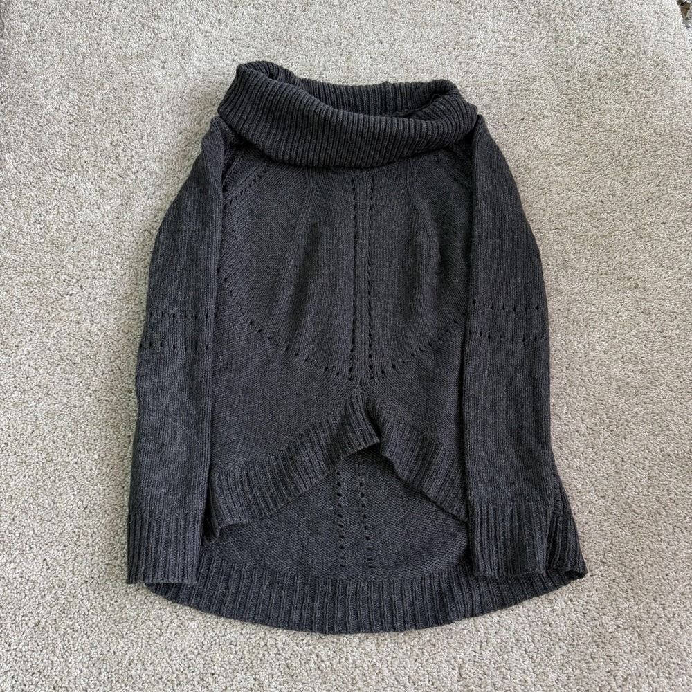 LOFT Sweater Womens Large Gray Cowl Neck Sleeveless Cape Tight-Knit Pullover